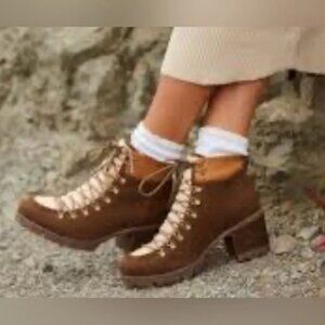 New Korks Women's Elin Rustic Brown Wool Blend Lace-up Bootie Boot Size 8.5 NWOB